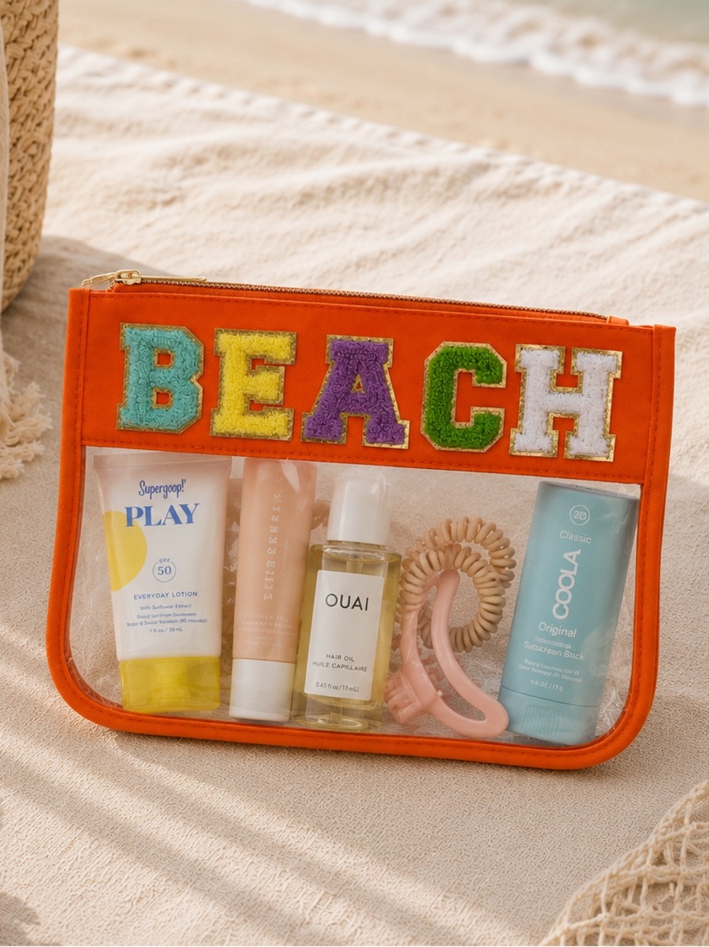 NEW Chenille Letter Clear Travel Pouch